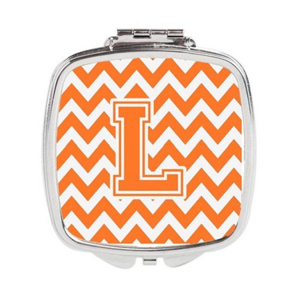 Carolines Treasures Letter L Chevron Orange and White Compact Mirror CJ1046-LSCM